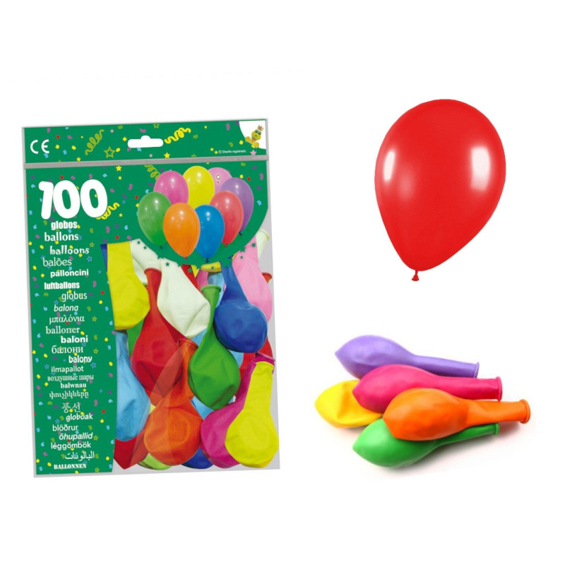 Bolsa de globos surtidos 21 x 29 cm. (100 uds.)