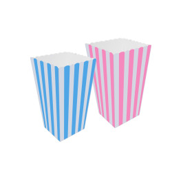 Cubo palomitero rayas 7 x 11,5 cm. (6 uds.)